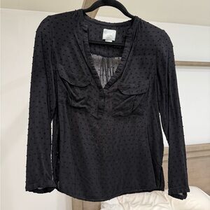 Maeve Black Button Down Blouse Size 8